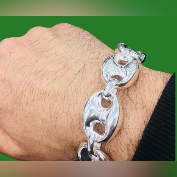 New Mia Fiore Sterling Silver Plated Bronze Puffy Mariner Link Bracelet Italy - Picture 5 of 16